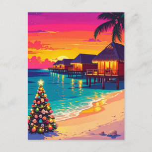 Maldives at Christmas Sunset Beach Travel Postcard