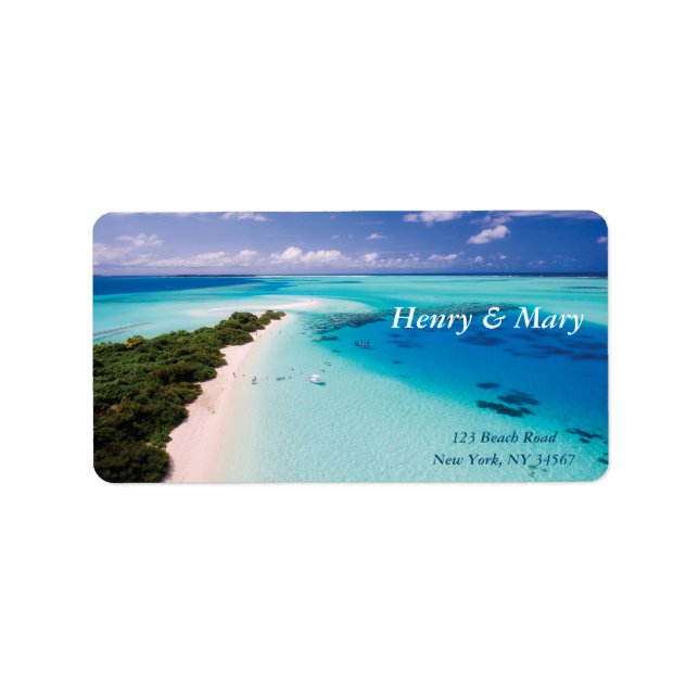 Maldives Beach (personalised name & address) Label (Front)