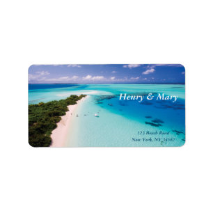 Maldives Beach (personalized name & address) Label