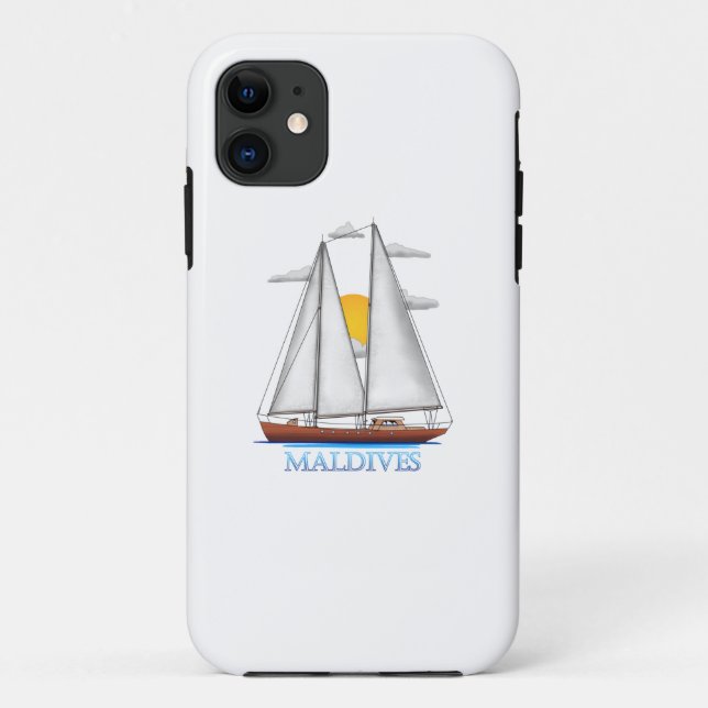 Maldives Coastal Nautical Sailing Sailor Case-Mate iPhone Case (Back)