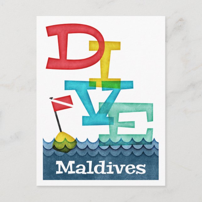 Maldives Dive - Colourful Scuba Postcard (Front)