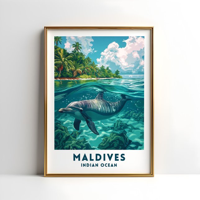 Maldives Dolphin Travel Poster Wall Art (Creator Uploaded)