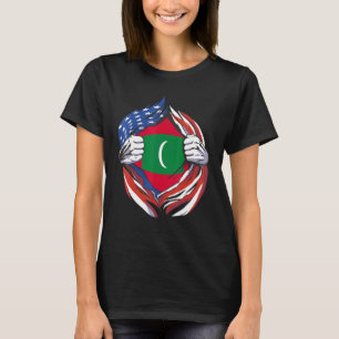 Maldives Flag American Proud Of My Maldivian Herit T-Shirt