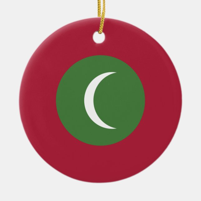 Maldives flag ceramic tree decoration (Front)