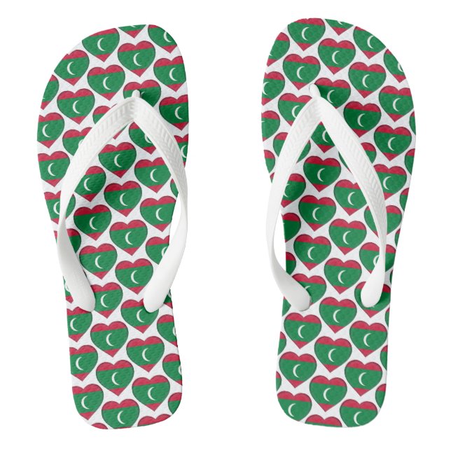 Maldives Flag Colours Hearts Pattern Patriotic Jandals (Footbed)
