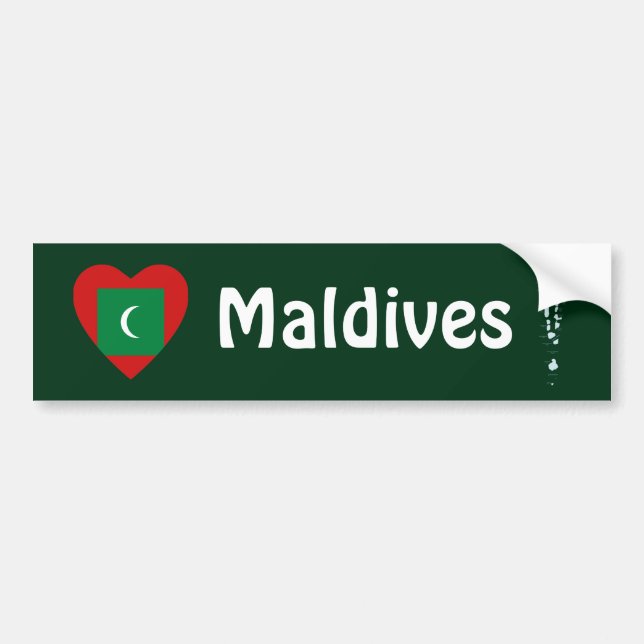 Maldives Flag Heart + Map Bumper Sticker (Front)