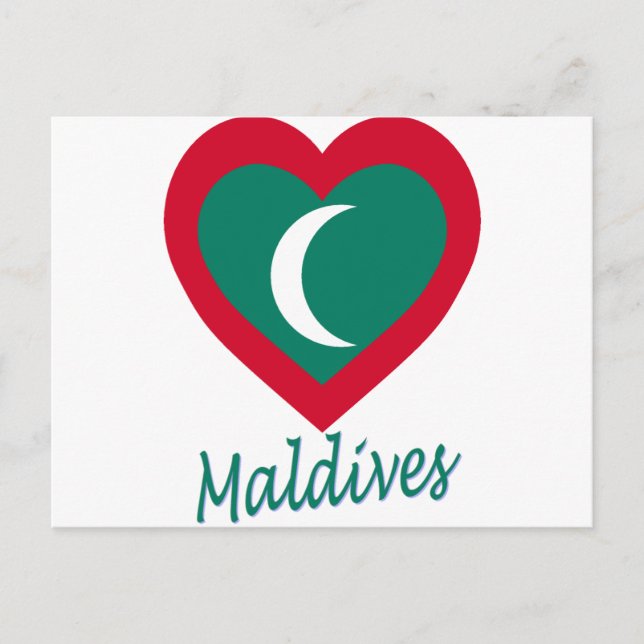 Maldives Flag Heart Postcard (Front)