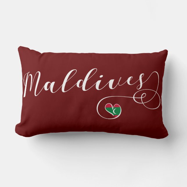 Maldives Flag, Maldivian Heart Lumbar Cushion (Front)