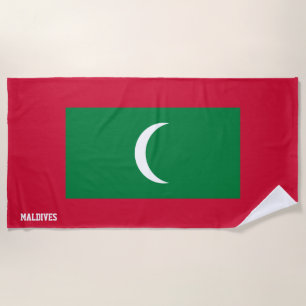 Maldives Flag Splendid Patriotic Beach Towel