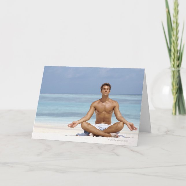 Maldives, Handsome young man meditating in a Card (Front)