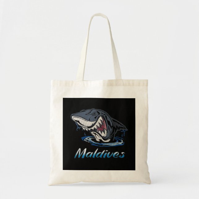 Maldives Holiday Islands Shark Design Tote Bag (Front)
