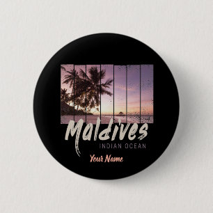 Maldives Indian Ocean vintage sunset souvenir 6 Cm Round Badge