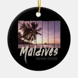 Maldives Indian Ocean vintage sunset souvenir Ceramic Tree Decoration