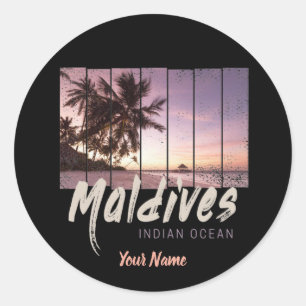 Maldives Indian Ocean vintage sunset souvenir Classic Round Sticker