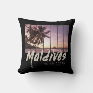 Maldives Indian Ocean vintage sunset souvenir Cushion