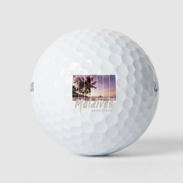 Maldives Indian Ocean vintage sunset souvenir Golf Balls (Front)