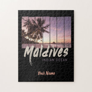 Maldives Indian Ocean vintage sunset souvenir Jigsaw Puzzle