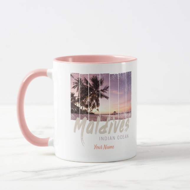 Maldives Indian Ocean vintage sunset souvenir Mug (Left)