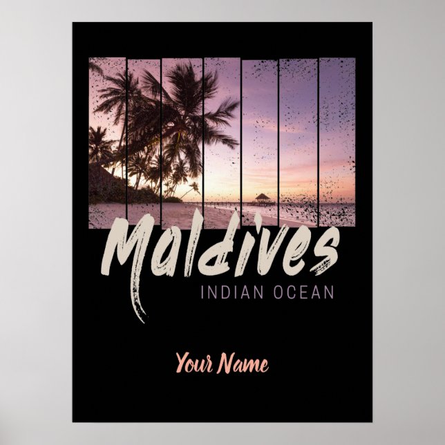 Maldives Indian Ocean vintage sunset souvenir Poster (Front)