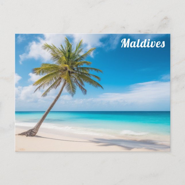 Maldives Island Ocean Beach Palm Tree Travel Postcard (Front)