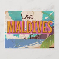 Maldives island vintage travel poster art.
