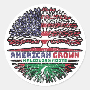 Maldives Maldivian American USA Tree Roots Flag Classic Round Sticker