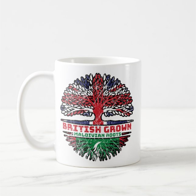 Maldives Maldivian British UK Tree Roots Flag Coffee Mug (Left)