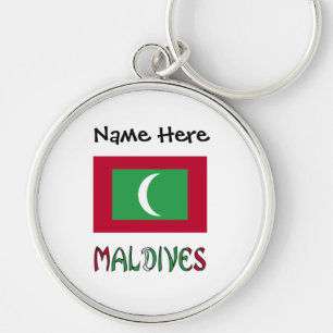 Maldives Maldivian Flag Black Personalisation Key Ring