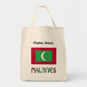 Maldives Maldivian Flag Black Personalisation  Tote Bag