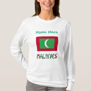 Maldives Maldivian Flag Green Personalisation  T-Shirt