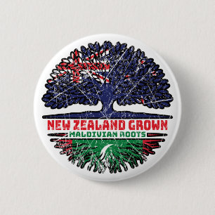 Maldives Maldivian New Zealander New Zealand Tree 6 Cm Round Badge