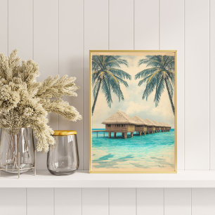 Maldives Mirage – Retro Lagoon Paradise Travel Poster