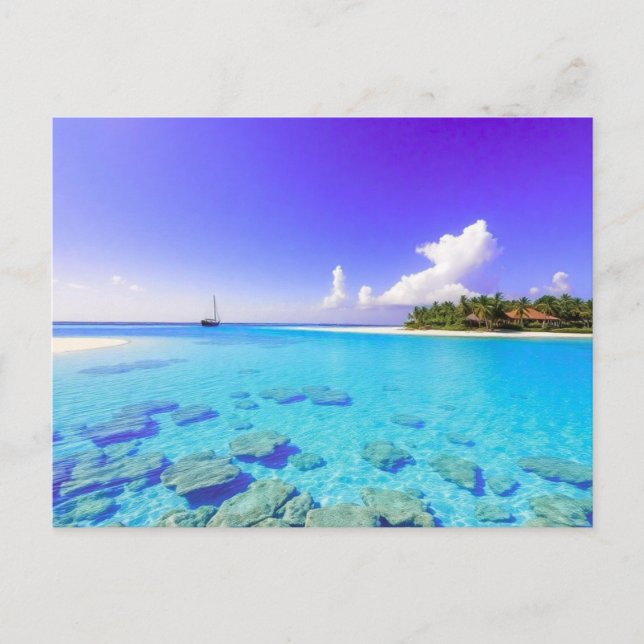 Maldives Ocean Sunset Postcard (Front)