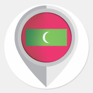 Maldives Pin Location Flag Classic Round Sticker