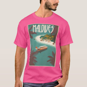 Maldives Resort Vintage Travel Art Poster T-Shirt