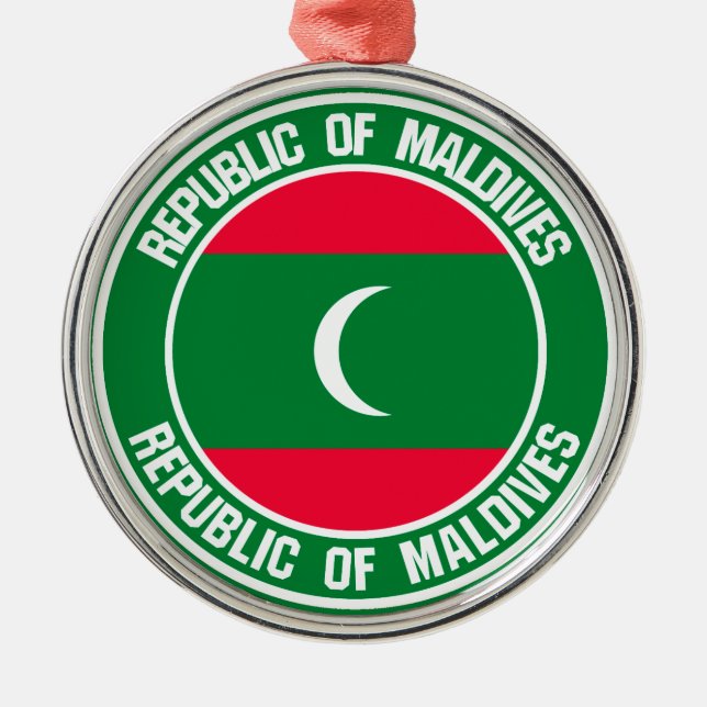 Maldives Round Emblem Metal Tree Decoration (Front)