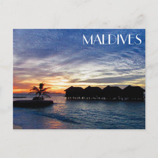 maldives sunset bungalows postcard