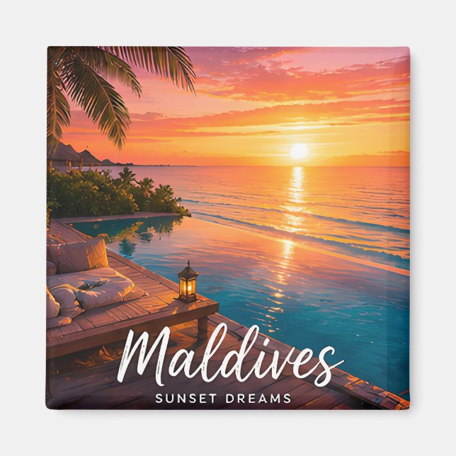 🧲 Maldives Sunset Escape Travel Memory 🌅 Magnet (Front)