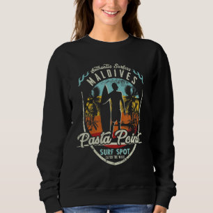 Maldives Surfing Vintage Retro Surfer Pasta Point Sweatshirt