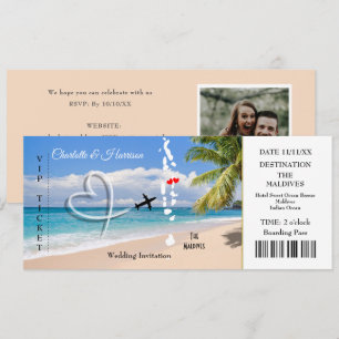 Maldives Ticket Pass Destination Wedding Invitation