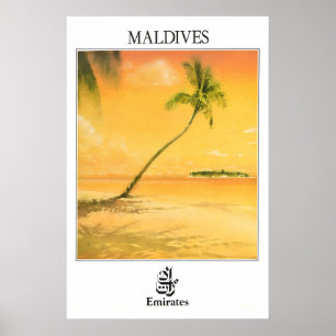 Maldives Travel Poster Asian Art Print Globe