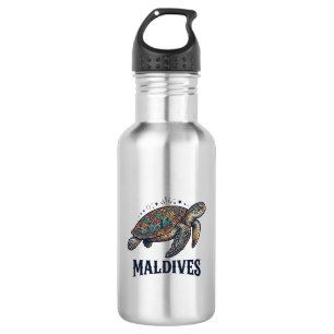 Maldives Vintage Sea Turtle Travel Shirt Design_1 532 Ml Water Bottle