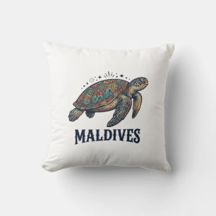 Maldives Vintage Sea Turtle Travel Shirt Design_1 Cushion