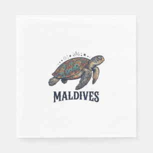 Maldives Vintage Sea Turtle Travel Shirt Design_1 Napkin