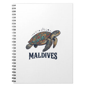 Maldives Vintage Sea Turtle Travel Shirt Design_1 Notebook