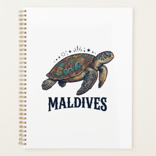 Maldives Vintage Sea Turtle Travel Shirt Design_1 Planner