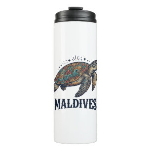 Maldives Vintage Sea Turtle Travel Shirt Design_1 Thermal Tumbler