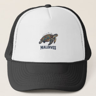 Maldives Vintage Sea Turtle Travel Shirt Design_1 Trucker Hat