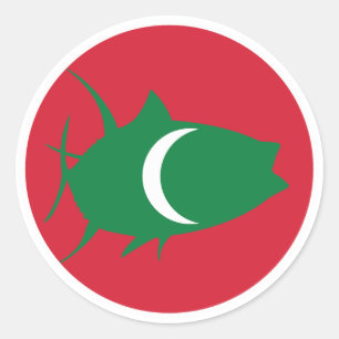 Maldives Yellowfin tuna Maldivian National Animal Classic Round Sticker
