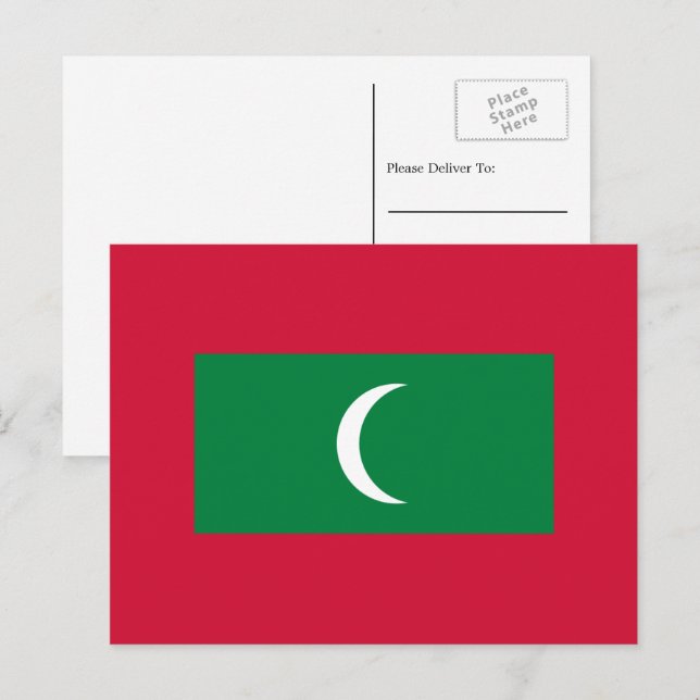 Maldivian Flag, Flag of Maldives Postcard (Front/Back)